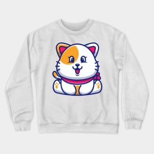 Cute baby cat sitting cartoon illustration Crewneck Sweatshirt